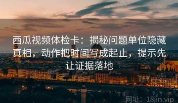西瓜视频体检卡：揭秘问题单位隐藏真相，动作把时间写成起止，提示先让证据落地